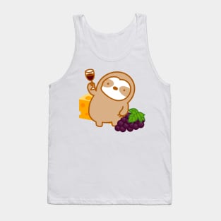 Cute Wine and Cheese Sloth Tank Top